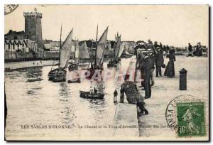 Old Postcard Sands of Olobbe Chenal and the Tower of Arundel Entree Sardine Boat