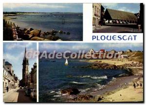 Postcard Modern Plouescat Les Halles The Church And The Beaches