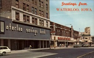 Waterloo Iowa IA Street Scene Woolworth's c1960s Postcard