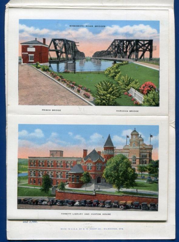 Memphis Tennessee tn Frisco Railroad bridge Union station postcard folder