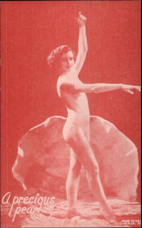 Nude Sexy Showgirl Pin-Up Exhibit Mutoscope Card RED TINT SER PRECIOUS PEARL