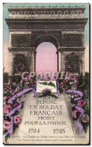 Old Postcard Paris Tomb of the Unknown Soldier Under The Arch of Triumph