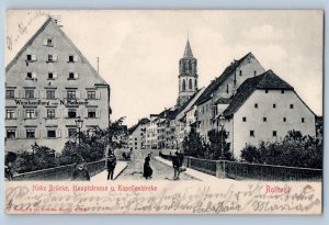 Rottweil Germany Postcard High Bridge Main Street and Chapel Church 1902