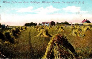 Canada Western Canada Wheat Fields and Farm Building On LIne Of Candian Pacif...