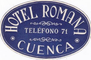 Spain Cuenca Hotel Romana Vintage Luggage Label sk2796