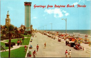 Postcard FL Greetings from Daytona Beach Boardwalk and Ocean Front Park 1976 J9