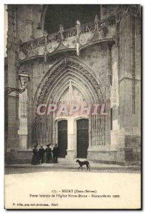 Old Postcard Niort Gate Lateral From The Restored Church of Notre Dame in 1909