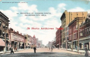 OK, Oklahoma City, Oklahoma, Broadway Street, Looking North, Curteich No 3612