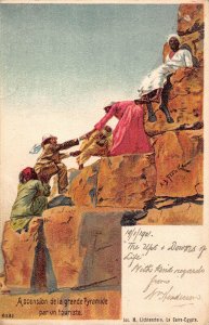Egypt Ascension of Pyramid by a Tourist Art by A Frank 1901 postcard B994