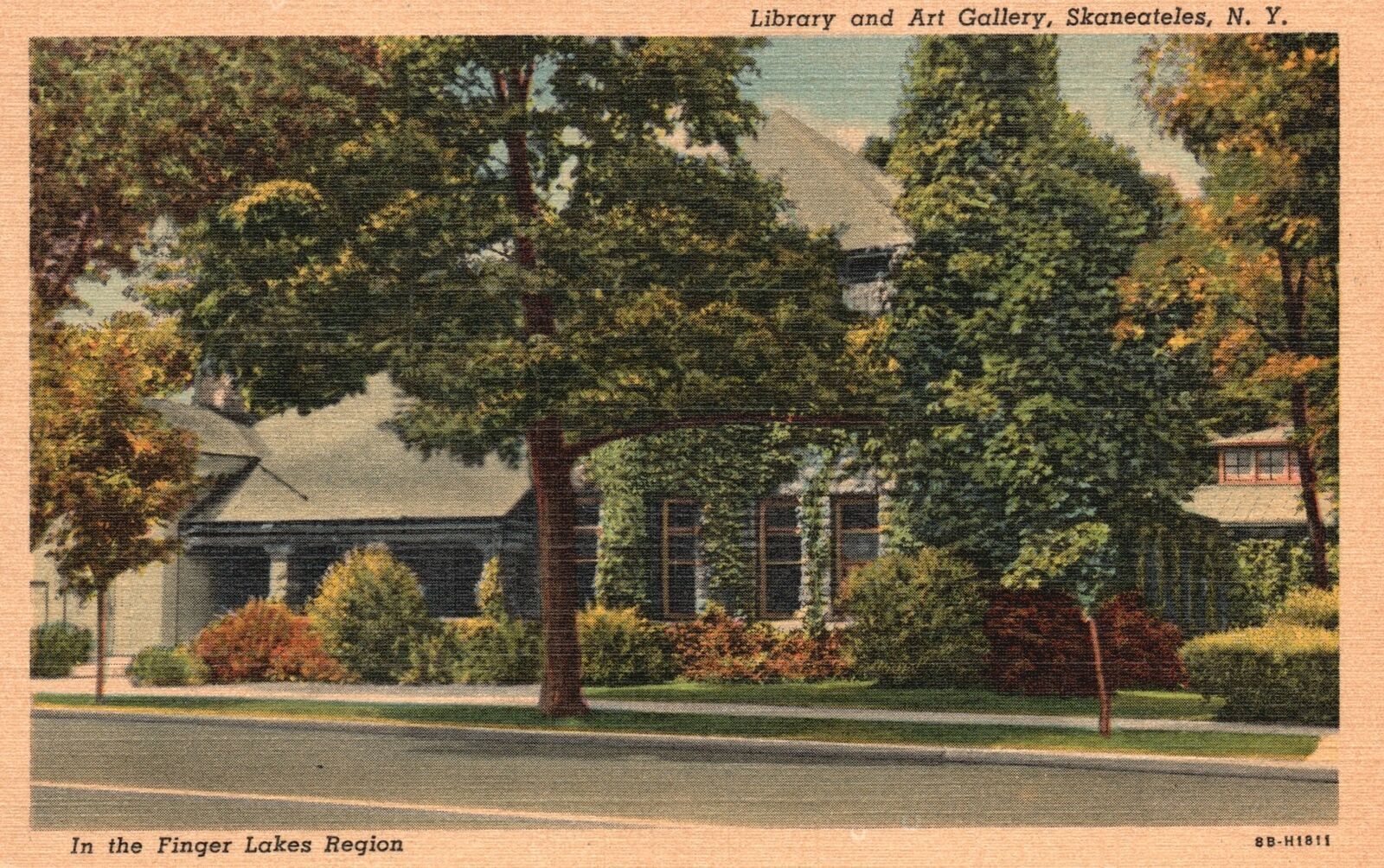 Vintage Postcard 1930s Finger Lakes Region Library & Art Gallery