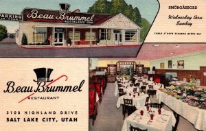 Salt Lake City, Utah - The Beau Brummel Restaurant - Smorgasbord - in the 1940s