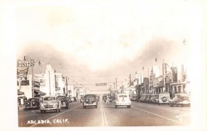 Arcadia California Business District Street Scene Real Photo Postcard AA67867