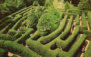 Postcard Governor's Palace Holly Maze Gardens Patterned Williamsburg Virginia VA