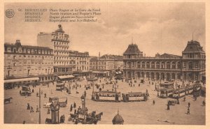 Vintage Postcard North Station And Rogier's Place Brussels Belgium