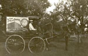 Fitchburg MA Delivery Horse Wagon Teas Coffees Baking Powder Real Photo Postcard