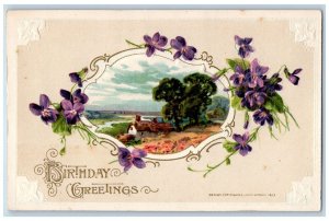 John Winsch Artist Signed Postcard Easter Greetings Flowers Embossed c1910's