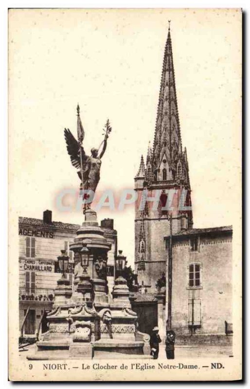 Old Postcard Niort The bell tower of the Church of Our Lady