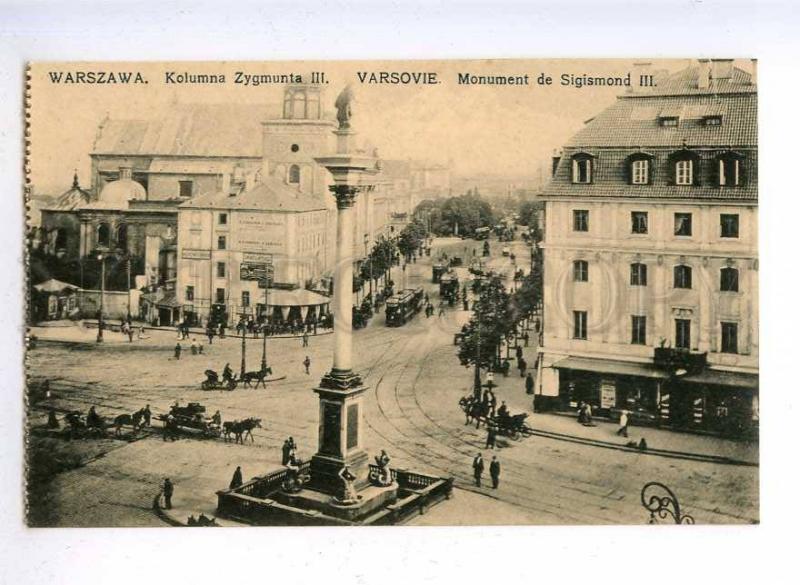 192633 POLAND WARSZAWA King Zygmunt III monument TRAM Vintage