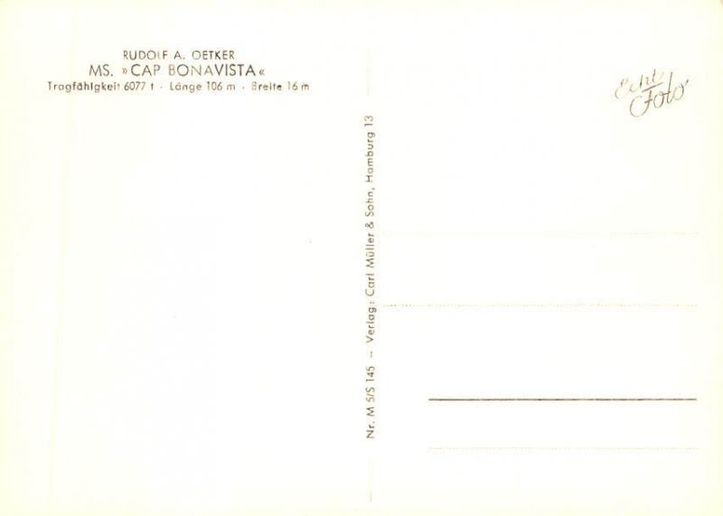 MS Cap Bonavista CAP Ship Unused 
