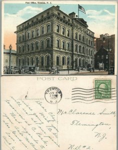 ANTIQUE 1921 POSTCARD POST OFFICE TRENTON N.J.