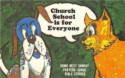 Church School is for Everyone Sunday School Comic Dog c1950s Vintage Postcard 