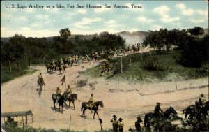 San Antonio Texas TX Fort Sam Houston Soldiers Horses Hike c1910 Postcard