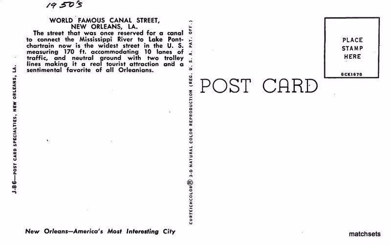 1950s Famous Canal Street New Orleans Louisiana Teich postcard 3842