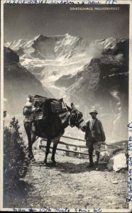 Grindelwald Switzerland Mailman and Horse Faulhornpost Vintage RPPC PC