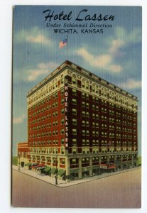 Postcard Hotel Lassen Wichita Kansas Under Schimmel Direction Standard View Card