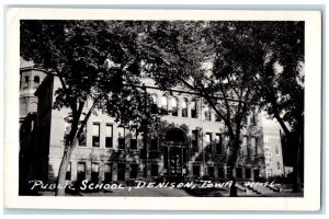 1948 Public School Building Campus Denison Iowa IA RPPC Photo Vintage Postcard