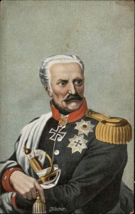 Prussian Field Marshal Gebhard Leberecht von Blucher Waterloo Portrait c1910 PC