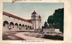 USA Santa Barbara Mission Founded 1786 Vintage Postcard 08.70