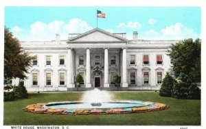 Vintage Postcard 1920's White House Building Fountain Washington D.C. Structure
