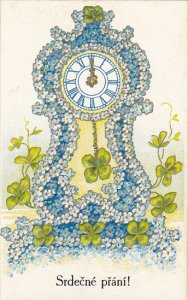 Srdecne Prani Name Day With Clock and Blue Flowers