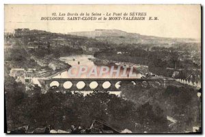 Old Postcard The bridge of Sevres Boulogne Saint Cloud and Mont Valerien the