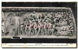 Old Postcard Bourges Cathedrale Saint Etienne Damnes Part tympanum of the cen...