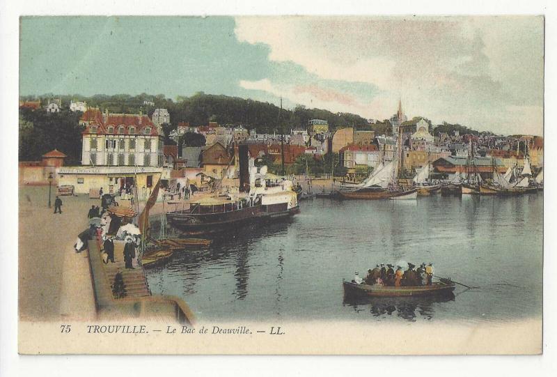 France Trouville Le Bac de Deauville Ferry Steamship Lucien Levy Vntg Postcard