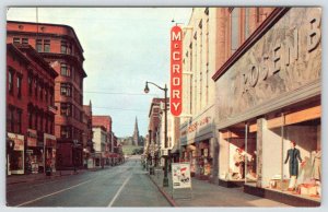 1950-60's CUMBERLAND MD McCRORY STORE EPISCOPAL CHURCH BALTIMORE STREET POSTCARD