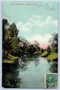 1910 London Ontario Canada Vintage Postcard Pond Springbank Lake Exterior View