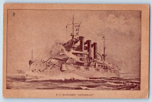 Connecticut CT Postcard US Battleship Warship Navy Steamer c1908 Vintage Antique