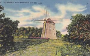 Old Windmill along Bass River - Cape Cod, Massachusetts - pm 1940 - Linen