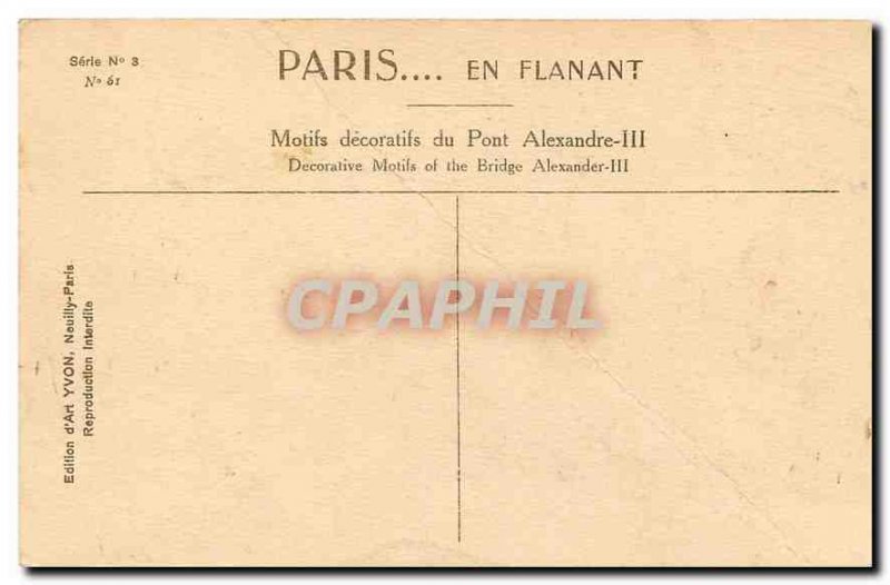 CARTE Postale Old Paris while strolling decorative Reasons Pont Alexandre III