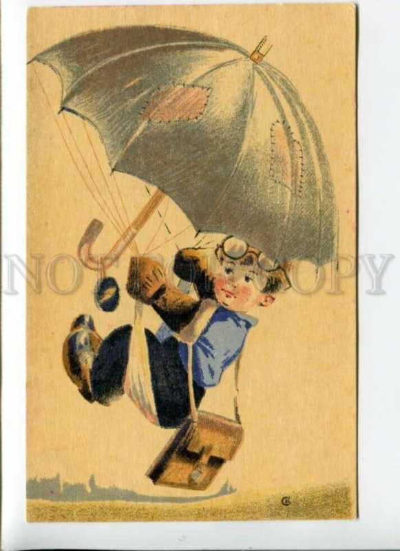 3169481 PARACHUTIST w/ Umbrella by KUZMIN vintage Color PC