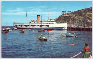 S.S. Catalina Avalon Bay Postcard 1957 Mirro-Krome Golden West