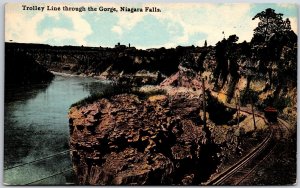 Trolley Line Through The Gorge Niagara Falls New York Whirlpool Rapids Postcard