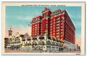 c1930's Davenport Hotel and Restaurant Spokane Washington WA Postcard