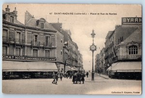Saint-Nazaire Loire-Inf. France Postcard Place and Rue de Nantes 1918