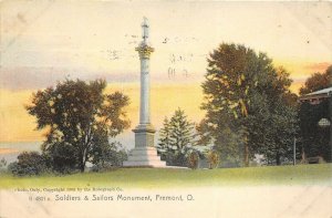 Fremont Ohio 1910 Postcard Soldiers & Sailors Monument