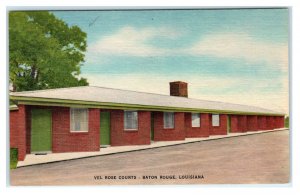 BATON ROUGE, Louisiana LA ~ Roadside VEL ROSE COURTS ca 1940s Linen Postcard