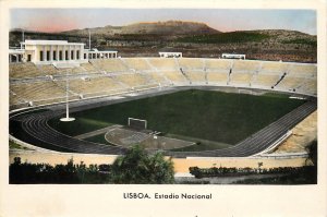 Hand-Colored RPPC Postcard; Lisbon Portugal National Stadium Football Sports